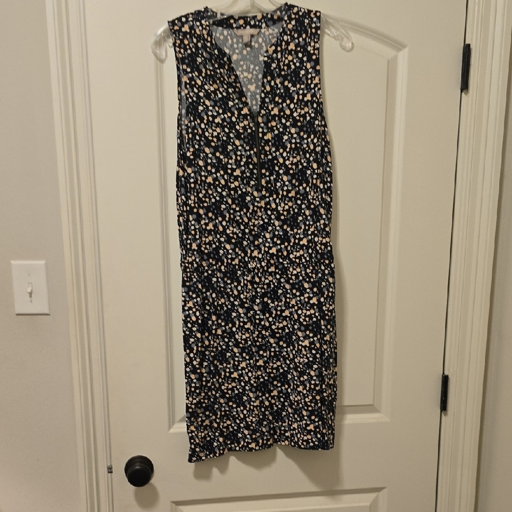 Sleeveless Black and Cream Floral Dress